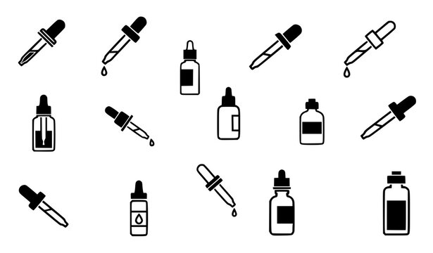 Minimal dropper icon set pipette silhouette vector illustration EPS 10