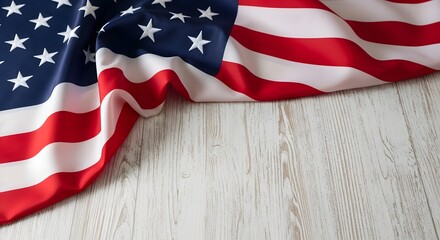 Obraz premium Celebrating flag day close up of a waving american flag on wood
