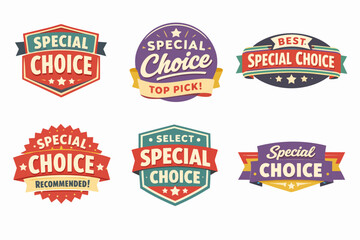 Obraz premium Collection of vintage special choice badges and labels in retro style promoting quality and best selection