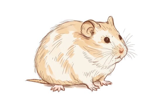 Hand-drawn sketch hamster rodent animal mammal.