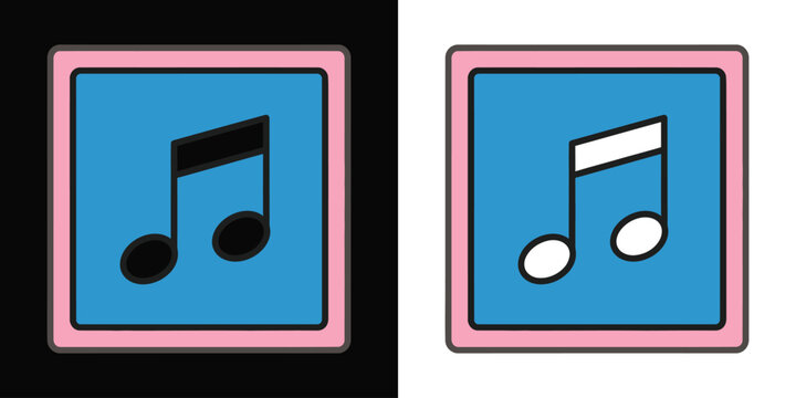 A close up of two musical notes on a blue background Vector, illustration