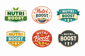 Obraz premium Collection of organic health and fitness logos for nutritional supplement branding, offering energy and wellness concepts
