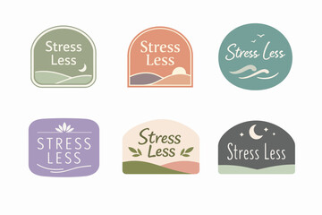 Fototapeta premium Stress less logos concept, creating a sense of peace, relaxation, and mindfulness with gentle colors and tranquil iconography