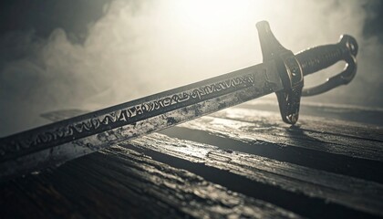 Dramatic close up of a vintage sword for Tiradentes Day historical celebration in Brazil