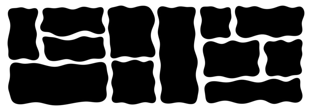Wavy organic frame shape set with irregular edges, perfect for creative text layouts vector illustration and playful design projects with hand-drawn aesthetic and flowing shapes.