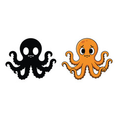 Angry and sad octopus cartoon character mascot isolated on white background © Sonali