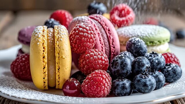 A fresh fruit salad featuring ripe strawberries, raspberries, and blueberries creates a healthy summer dessert filled with sweet, juicy natural berries isolated on a white background