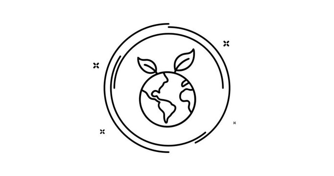 Globe with leaves 4k video animation with alpha channel, eco motion design for web, social, and media projects.