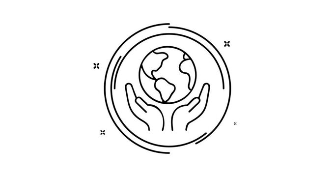 Hands holding earth 4k video animation with alpha channel, eco motion design for web, social, and media projects.