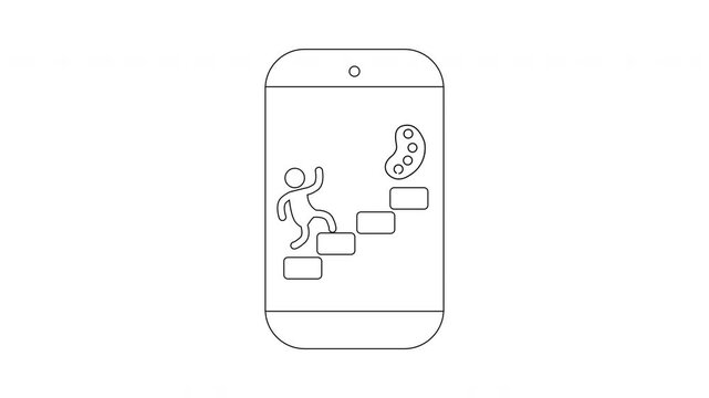 Smartphone Game Concept - Climbing Stairs to Success Illustration.