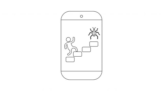 Smartphone Security Bug Fix Concept - Man Climbing Stairs.