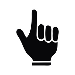 Obraz premium A black hand icon with the index finger pointing upwards, symbolizing direction, guidance, or a call to attention