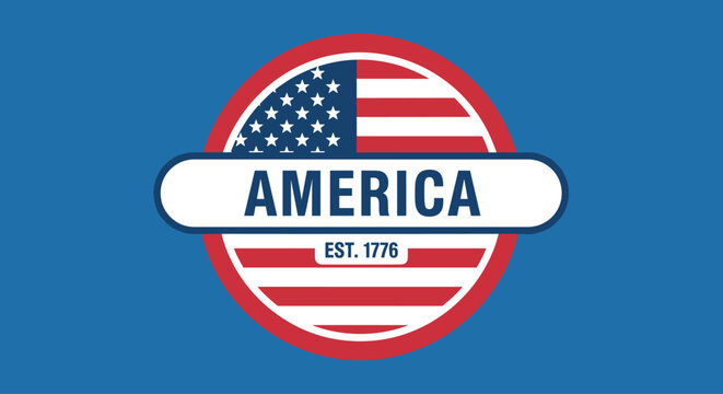 American Flag Emblem with Text.