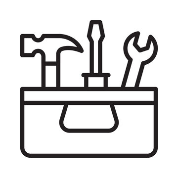 Toolbox with tools line icon