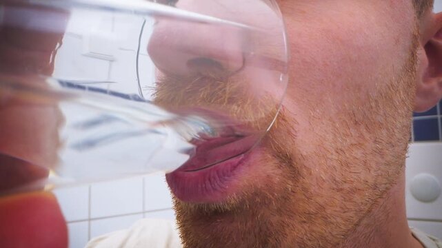 Man Drinking Water Close-Up | Hydration and Healthy Routine