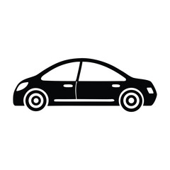 Naklejka premium Sleek Black Silhouette Car Icon Representing Modern Transportation and Automotive Mobility. Ideal for Digital Interfaces, Mobile Apps, and Vehicle-Related Designs