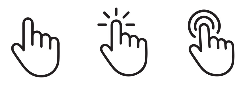 Click hand cursor icon set