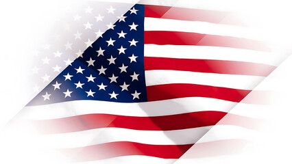 Fototapeta premium Stylized American flag with abstract white geometric overlays and wavy texture for patriotic background design United States of America national symbol for July 4th and Memorial Day holidays