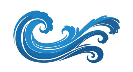 Fototapeta premium Stylized blue wave illustration with swirling dynamic water forms
