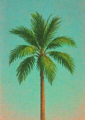Fototapeta premium Vibrant palm tree illustration wallpaper.