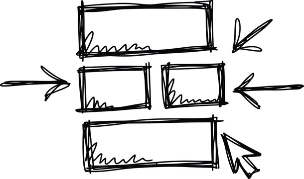 Hand drawn wireframe template for website layout