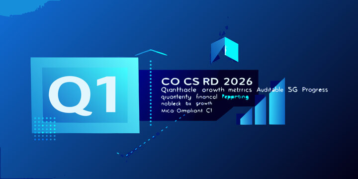 Abstract graphic representing q1 2026 progress with financial metrics