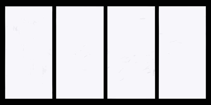 Four vertical white rectangles against a solid black background