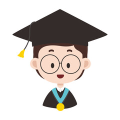 cartoon graduate boy with a diploma