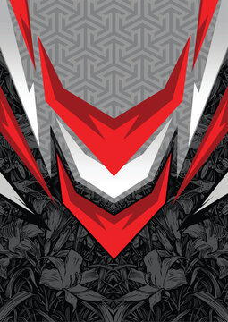 Red and Grey Abstract Sharp Geometric Sports Jersey Sublimation Pattern