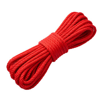 Red Nylon Rope Bundle Isolated on White Background
