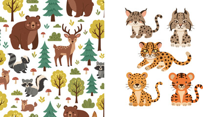 Fototapeta premium Spotted deer in forest wildlife scene with natural greenery background elegant animal standing outdoors realistic nature illustration