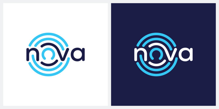 nova logo design, word mark nova logo icon, digital technology symbol icon