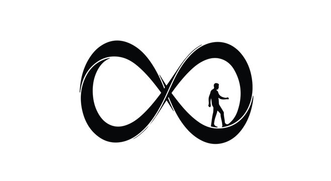 man trapped in infinity symbol, feeling stuck