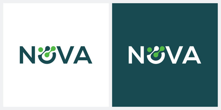 nova logo design, word mark nova logo icon, digital technology symbol icon