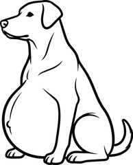 Obraz premium A sitting dog with its body facing left and tail curled around
