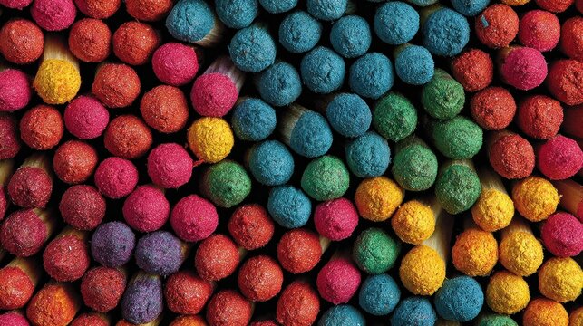 Brightly colored match heads filled the view from above.