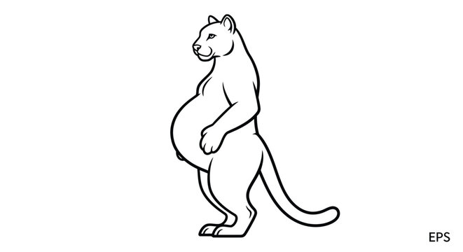 Illustration of a kangaroo standing on its hind legs in a cartoon style