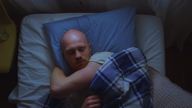 Man Struggling to Sleep in Bed | Insomnia and Restless Night