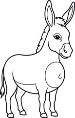 Fototapeta premium A cute little donkey standing alone looking to the side