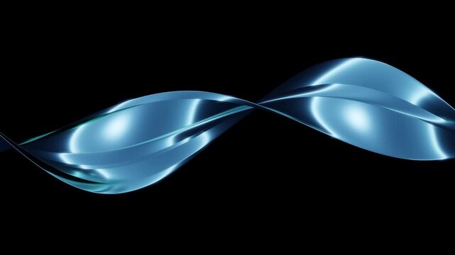 Blue ribbon fluid movement with smooth twists and turns