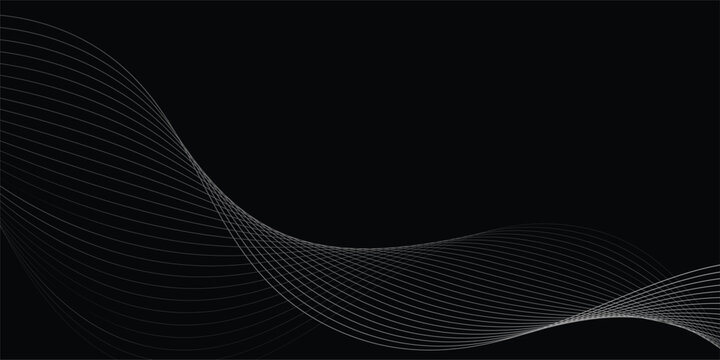 Lines for the background. Black stripes on a white background. Set of wavy lines. Multiple line waves. Creative line art. Grey waves with lines. Vector waves set. Curved wavy line  smooth stripe.