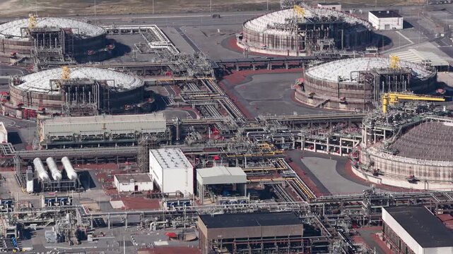 Aerial view of lng terminal industrial plant