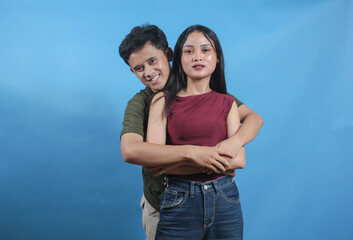 Naklejka premium Studio Shot Embracing Romantic Couple Expressing Love And Happiness In Relationship