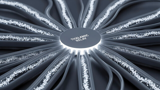 Thalamic relay neurons transmit signals to brain cortex  neural pathways diverge from central processing hub