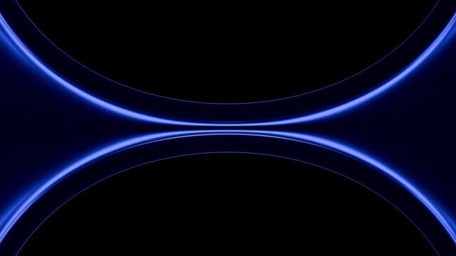 Vibrant blue neon lines and intricate shapes over dark background