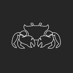 Obraz premium Minimalist White Line Art Crab Illustration on Black Background