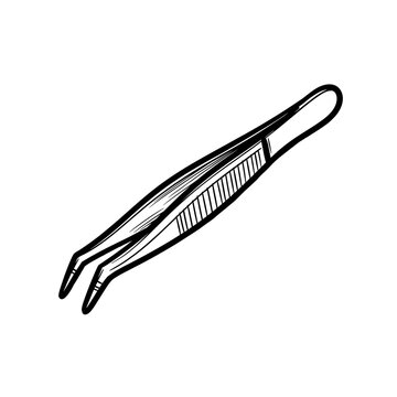 Illustration of a metal tweezer for precision tasks  