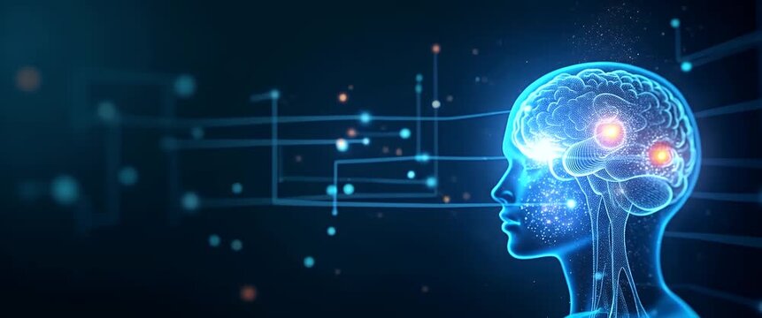 State of the art interactive deep learning AI system facilitating dynamic user engagement advanced neural network processing for digital innovation in  Photo Stock  Concept  and empty space on the lef