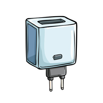 Modern square electrical adapter with dual prongs for convenient power connections