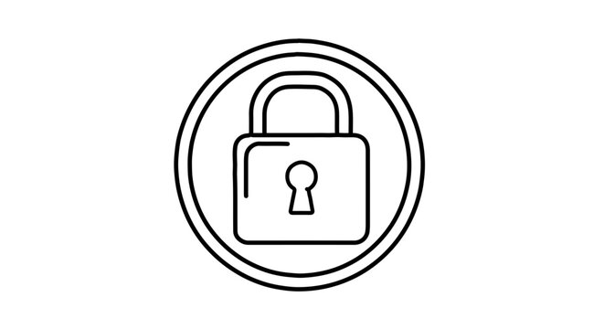 A minimalist vector graphic of a padlock icon in a circle, symbolizing security and protection